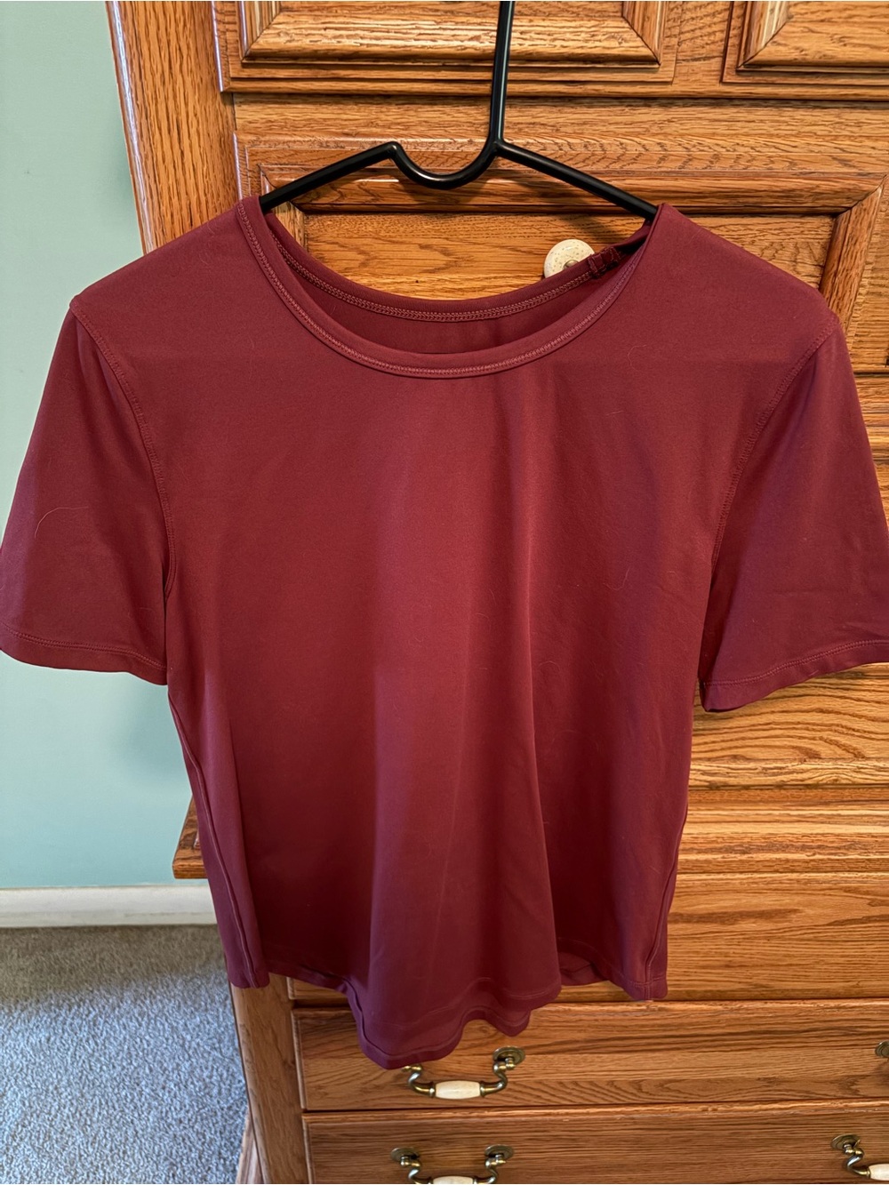 Zyia Women's Short Sleeve Crewneck Top - Burgundy